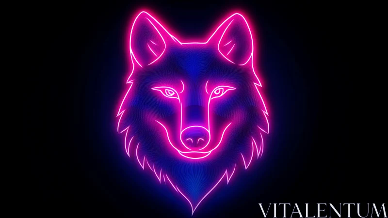 Neon wolf glow portrait pulsing with electric midnight color.
