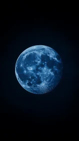 Gentle blue moon glowing softly in the quiet night sky.