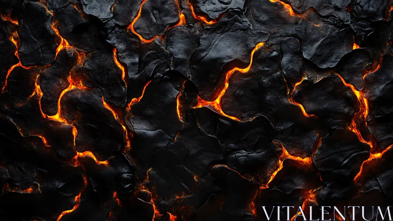 Molten Earth Fractures: Fiery Magma Veins Through Obsidian Crust