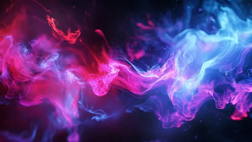 Nebulous ribbons of neon smoke duel across cosmic dusk