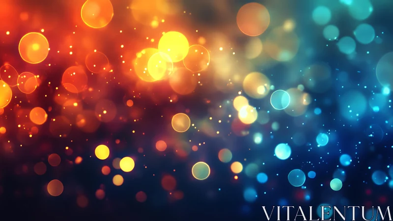 Vibrant Abstract Bokeh Lights in Warm and Cool Tones, Digital Art.