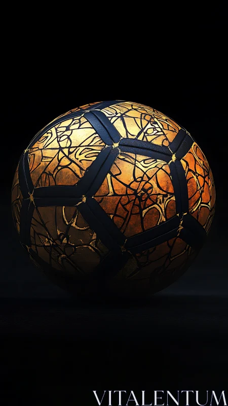 Spherical object with segmented metallic surface rests isolated