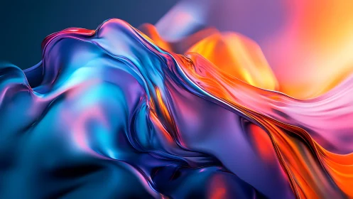 Liquid neon waves flow across a luminous abstract landscape