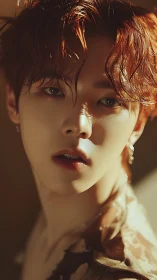 Close-up male portrait in warm directional sunlight.