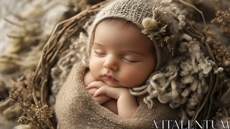 Peacefully Sleeping Newborn Swaddled in Neutral Tones