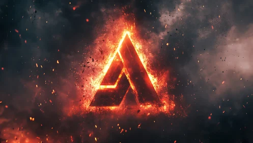 Glowing Triangle: Intense Fire Explosion with Particle Effects