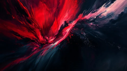 Dynamic red and black abstract explosion in digital art style.
