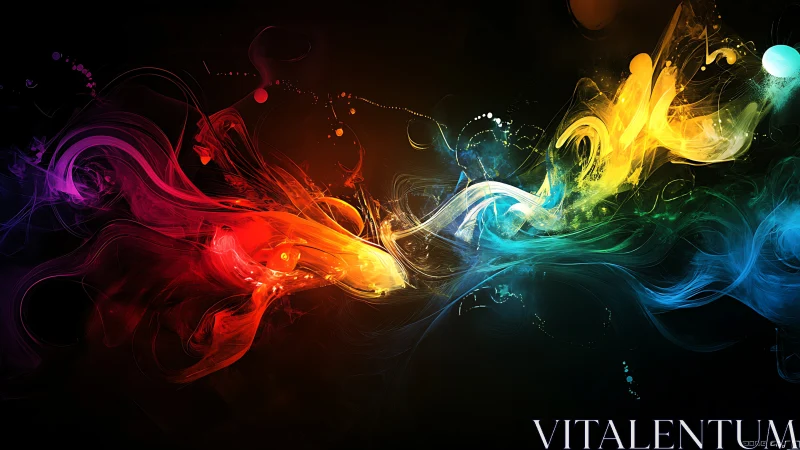 Chromatic energy currents swirling across deep black void.