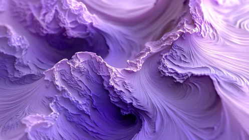 Fractal lavender terrain forms fluid, sculpted digital topography