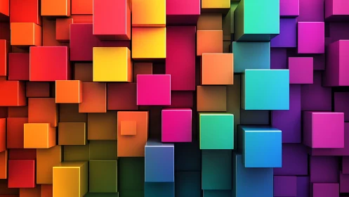 3D chromatic cube matrix with layered geometric depth.