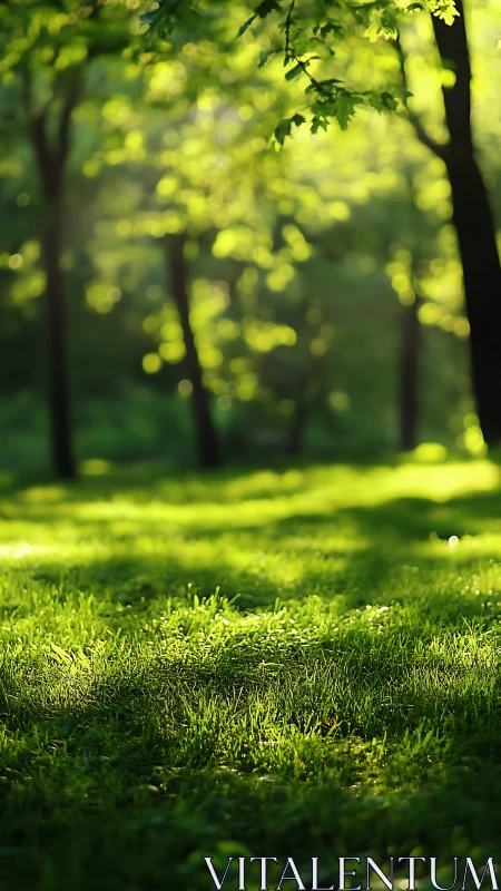 Sunlit forest clearing invites calm moments and quiet rest