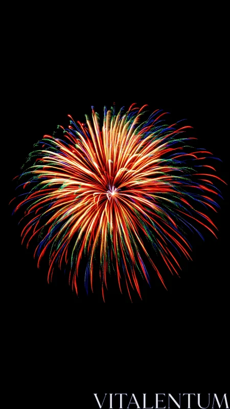 Radiant multicolor firework bursting in a joyful night sky.