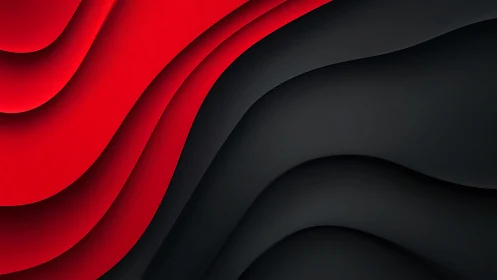 Dynamic red and black abstract waves in modern 3D layered style.