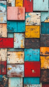 Weathered wooden panels create a rustic color mosaic.