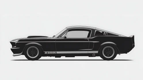 Classic black muscle car stands bold against minimal white