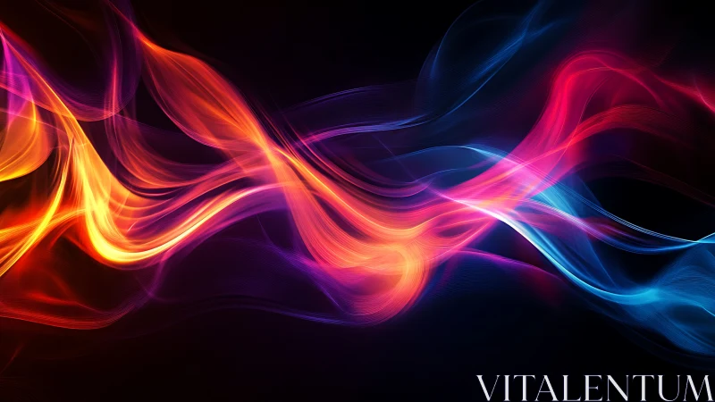 Flowing luminous bands across dark background in layered wave motion.