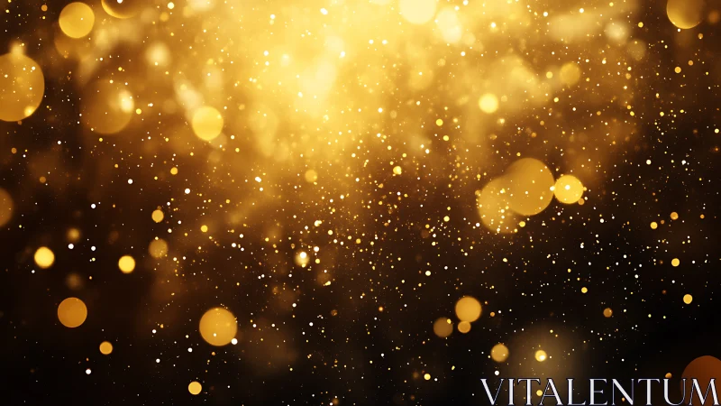 Golden bokeh light particles shimmer in a festive glow.