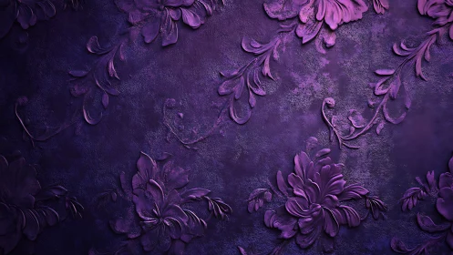 Ornate Purple Baroque Wall with Dimensional Relief Details