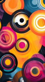 Vibrant concentric circles in layered digital abstract design.