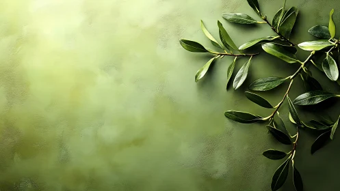 Olive branch foliage on textured green gradient background