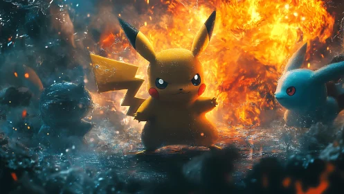 Pikachu Unleashes Explosive Power in Epic Battle Scene.