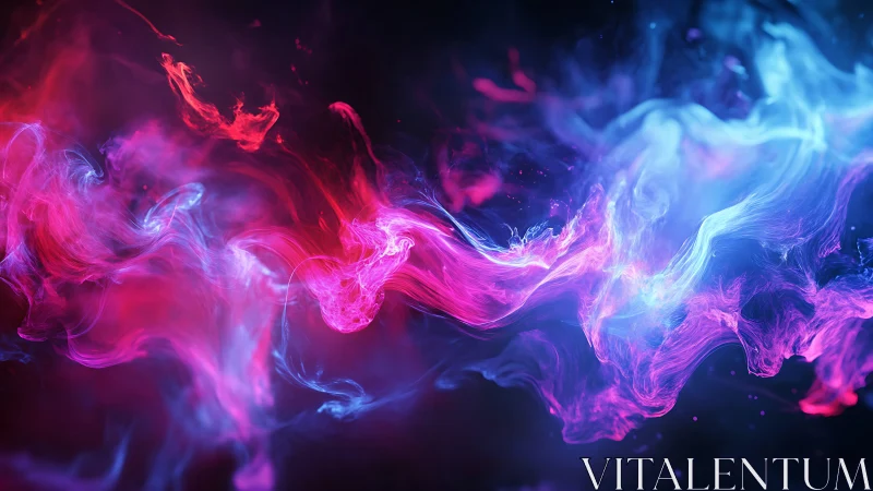 Nebulous ribbons of neon smoke duel across cosmic dusk