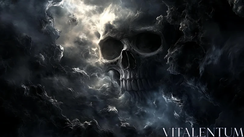 Skull-shaped cloud mass forming within dense dark storm clouds.