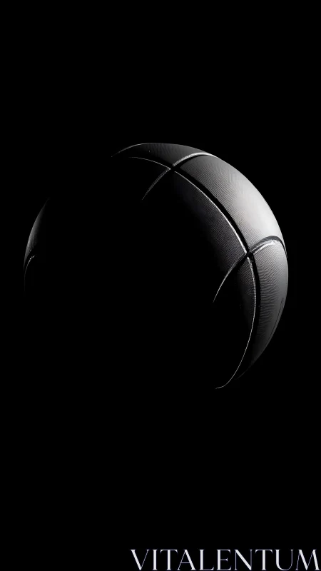 Basketball surface is partially illuminated against black ground