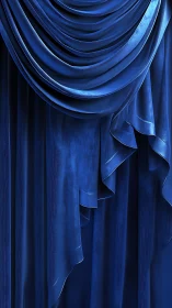 Midnight velvet drapery cascading in theatrical blue hush.