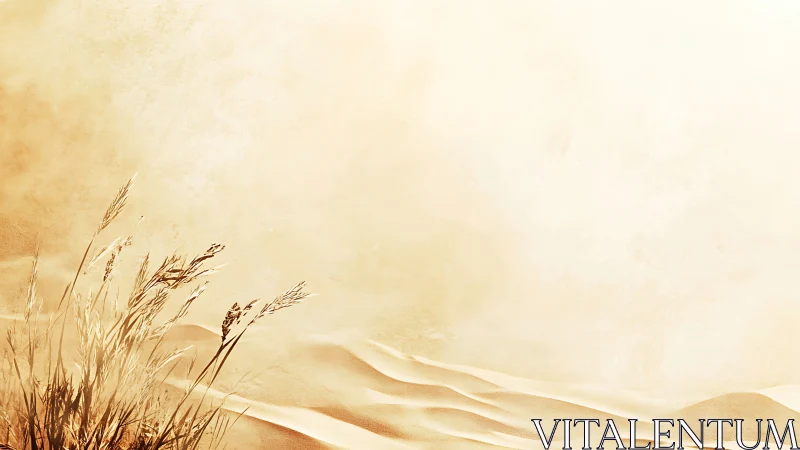 Wind-shaped sand ridges and dry grasses occupy the frame