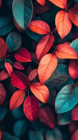 Neon forest leaves trade whispers in crimson and teal light