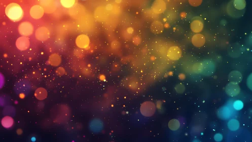 Vibrant bokeh light background with multicolored abstract glow.
