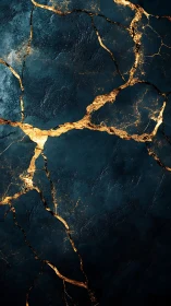 Golden fractures ignite deep teal stone with refined contrast