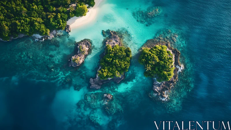 Aerial View of Tropical Coastal Formation with Vegetation.