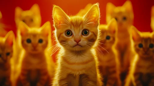 Golden Squad of Felines Commands Attention in Radiant Formation