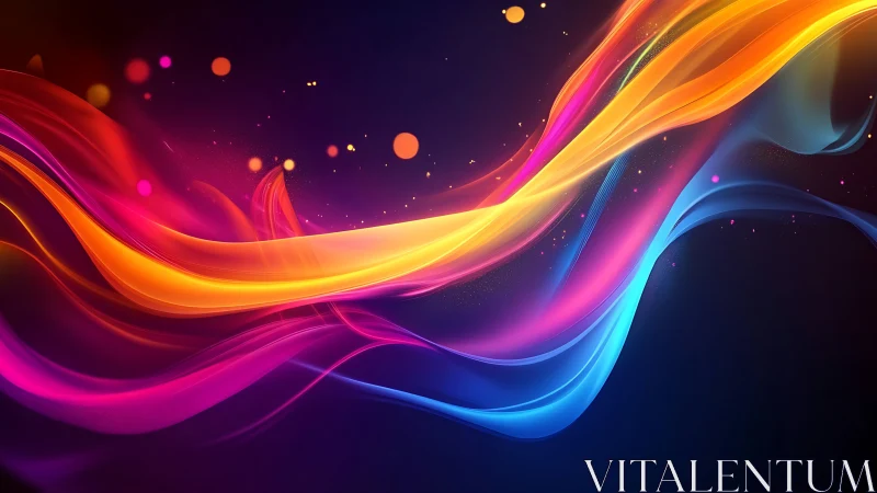 Neon light trails flow across deep gradient cosmic void.