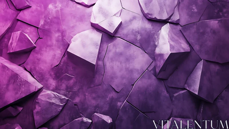 Abstract cracked purple stone wall texture, modern digital art.