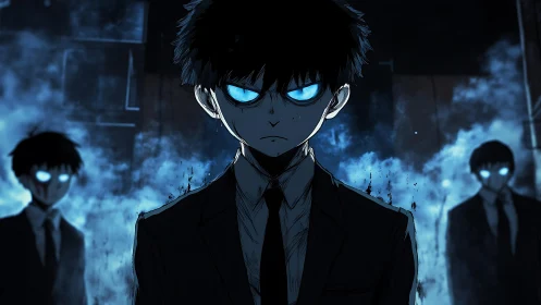 Dark-eyed psychic teens command eerie blue spectral power