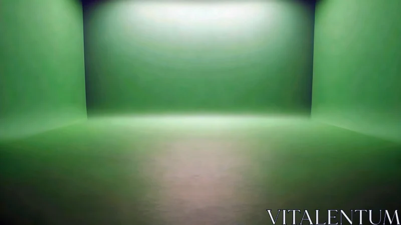 Wide green cyclorama studio with seamless walls and soft lighting.