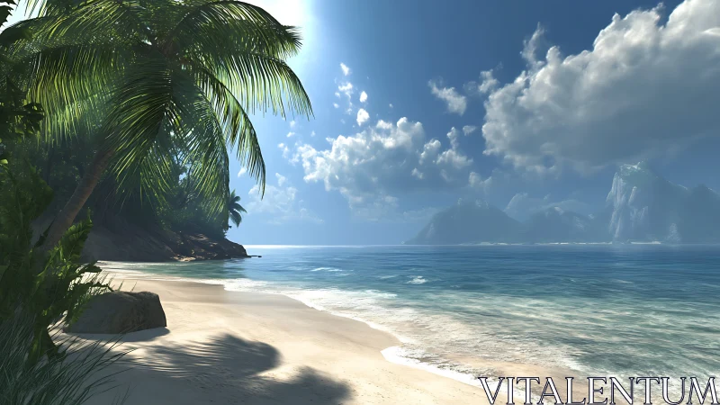 Tropical Coastal Landscape with Parametric Light Geometry.