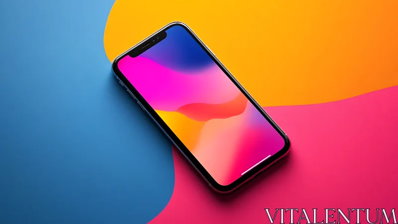 Modern Smartphone Displayed Against Vibrant Gradient Backdrop