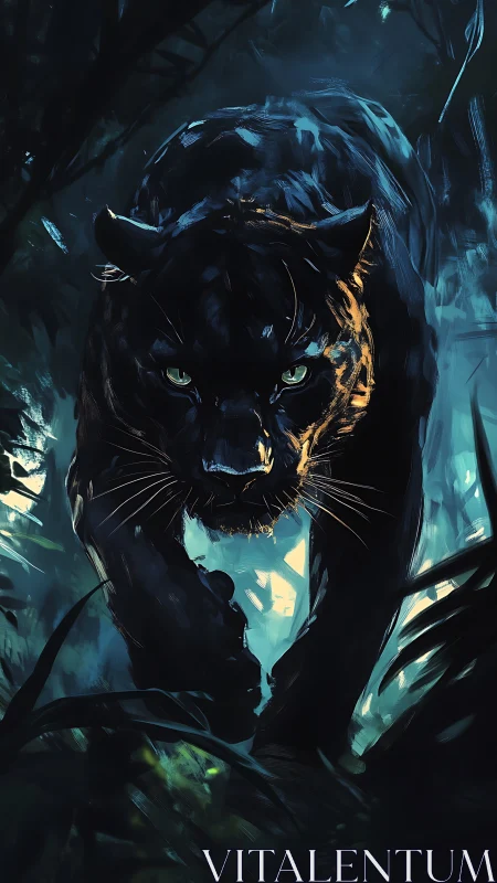 Luminous Shadows: The Panther's Glowing Gaze.