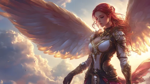 Winged warrior angel rendered in luminous fantasy armor