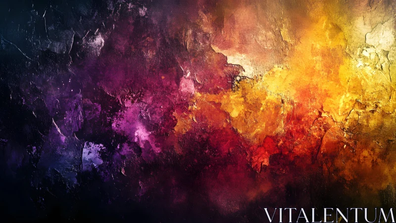 Vivid Abstract Texture with Fiery Yellow and Deep Purple Tones.