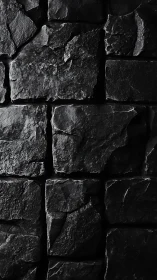 Midnight stone wall gleams with dramatic carved shadows.