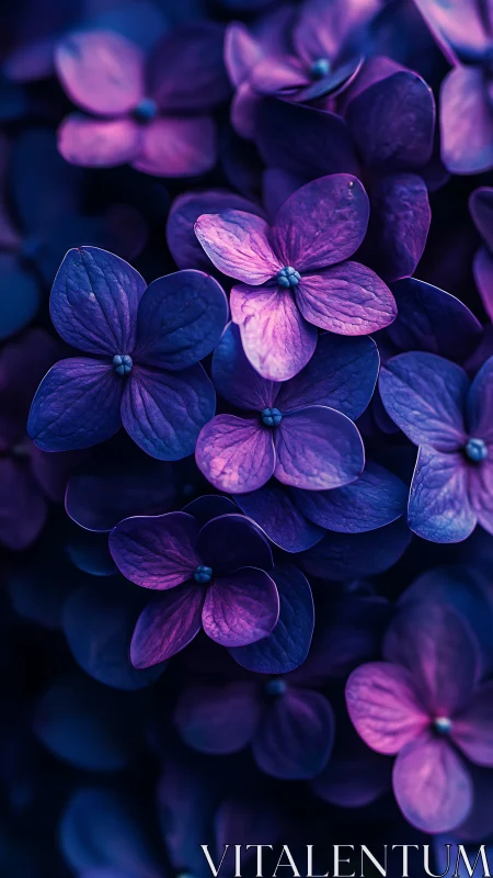 Purple Hydrangea Flowers Close-Up Detail.