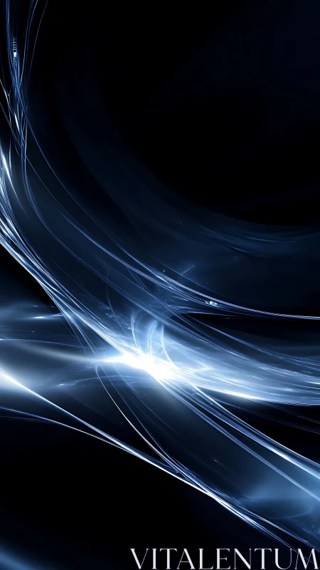Radiant blue energy streams curving across deep void.