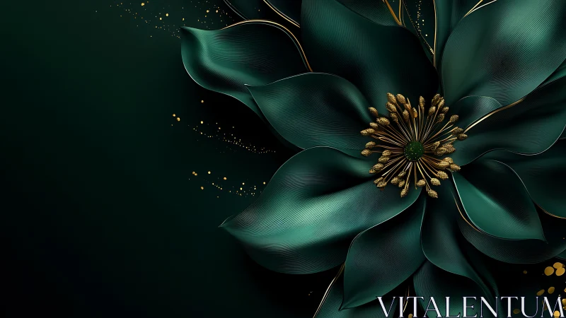 Emerald Blossom Catches Stardust Against Void