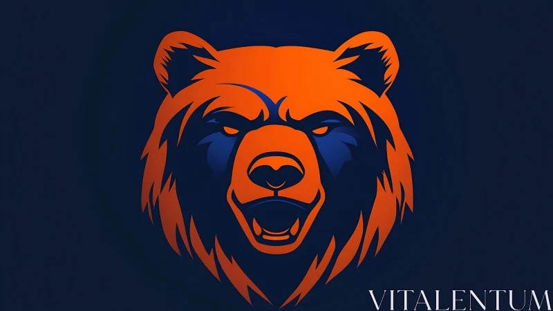 Vector bear head emblem with bold angular symmetry design.