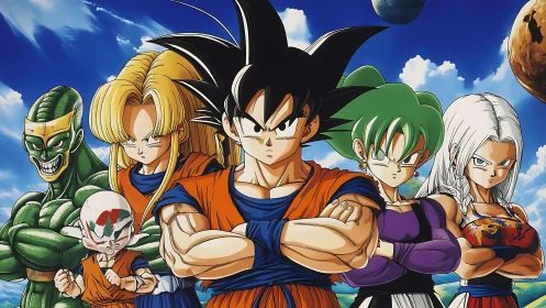 Cosmic warriors lock gazes as distant planets quietly listen